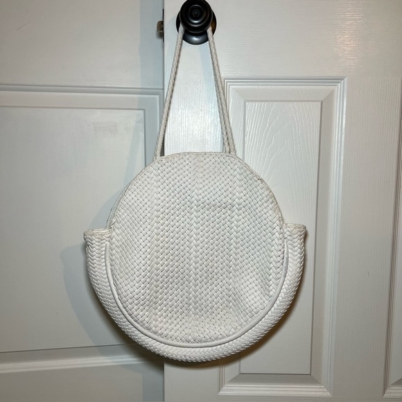 Anthropologie Handbags - Anthropologie Alison White Woven Shoulder Bag Purse Tote